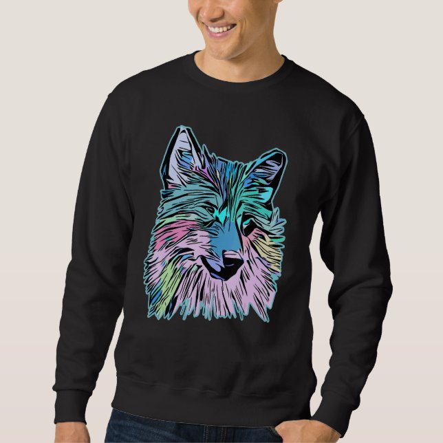 Sweatshirt Wolf head predator face imprint with wild animal (Devant)