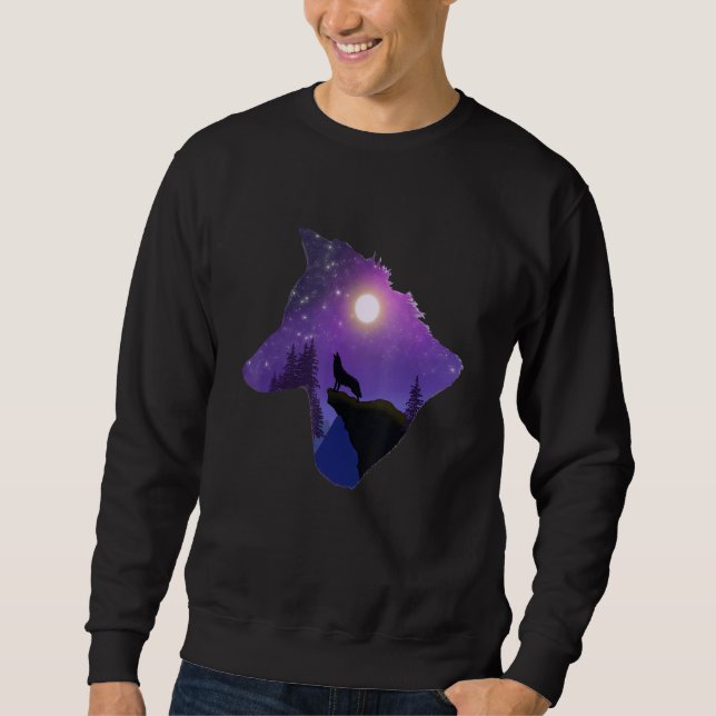 Sweatshirt Wolf Howling At The Moon Design (Devant)