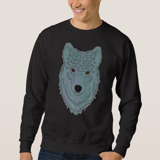 Sweatshirt Wolf Motif Predateur face Wolfs 1 (Devant)