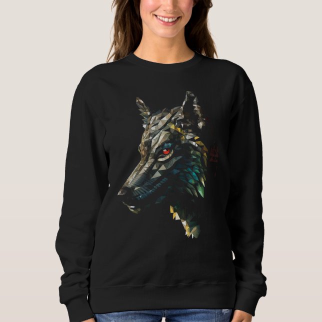 Sweatshirt Wolf Polygon oeuvre d'art Animal Motif Wolf (Devant)