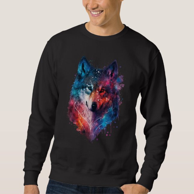 Sweatshirt Wolf Portrait Beautiful Watercolor Wolf Wolves The (Devant)