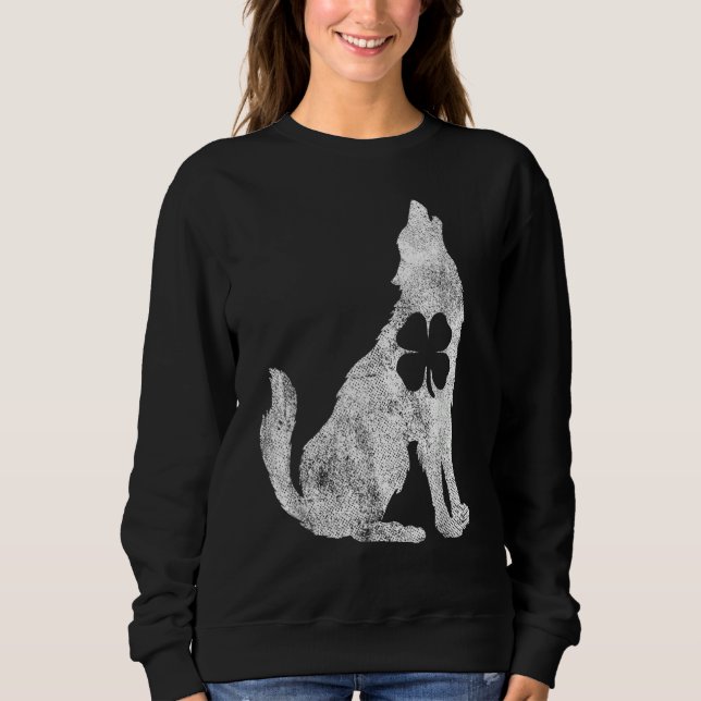 Sweatshirt Wolf Wolves St. Patrick's Day Shamrock Clover Iris (Devant)