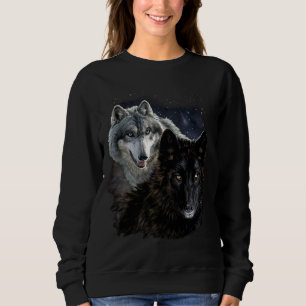 Sweatshirt Wolf Wolves Wild Moon Stars Loyal Gray Wolf D