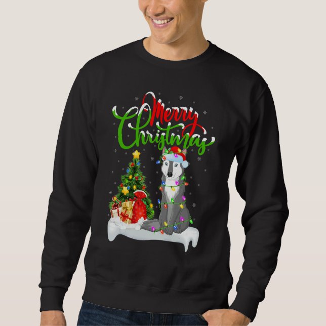 Sweatshirt Wolf   Xmas Decorations Santa Wolf Christmas (Devant)