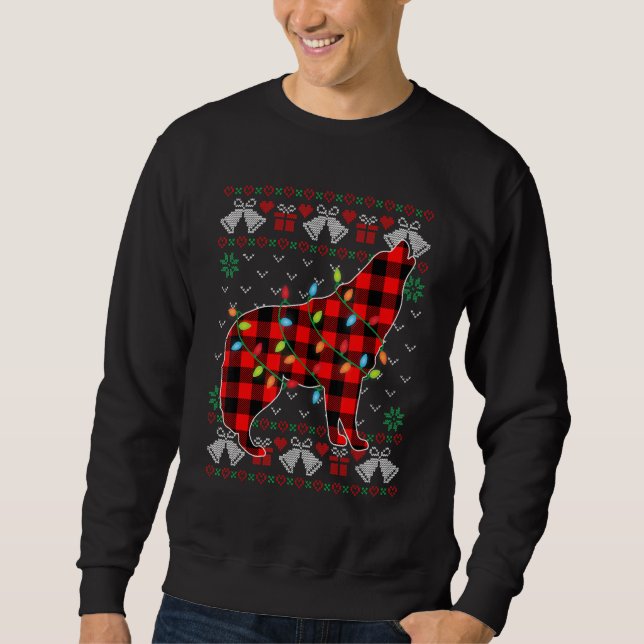 Sweatshirt Wolf     Xmas Lights Ugly Christmas Sweater (Devant)