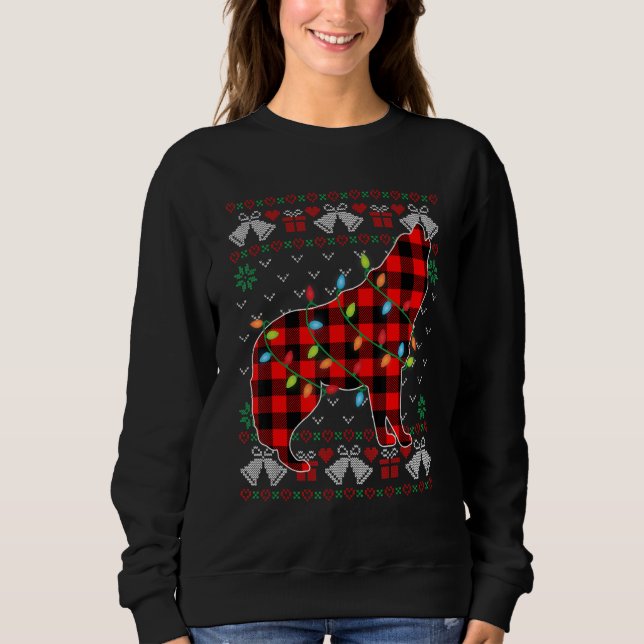 Sweatshirt Wolf     Xmas Lights Ugly Christmas Sweater (Devant)