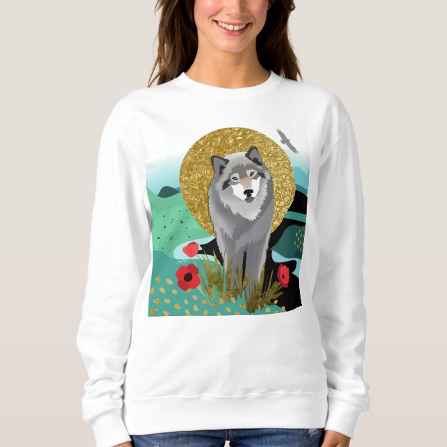 Sweatshirt WOLFMOON AURA - chemises blanches - choisir style (Devant)