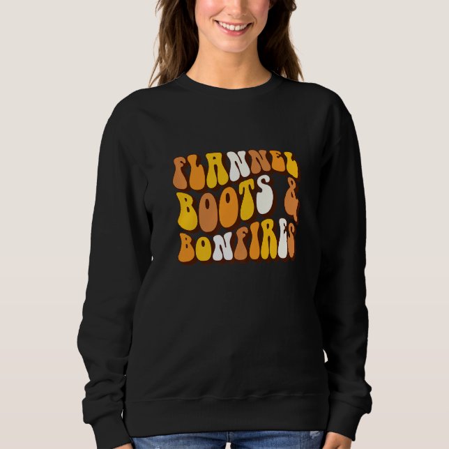 Sweatshirt Women Fall Flannel Boots And Bonfires Autumn Thank (Devant)