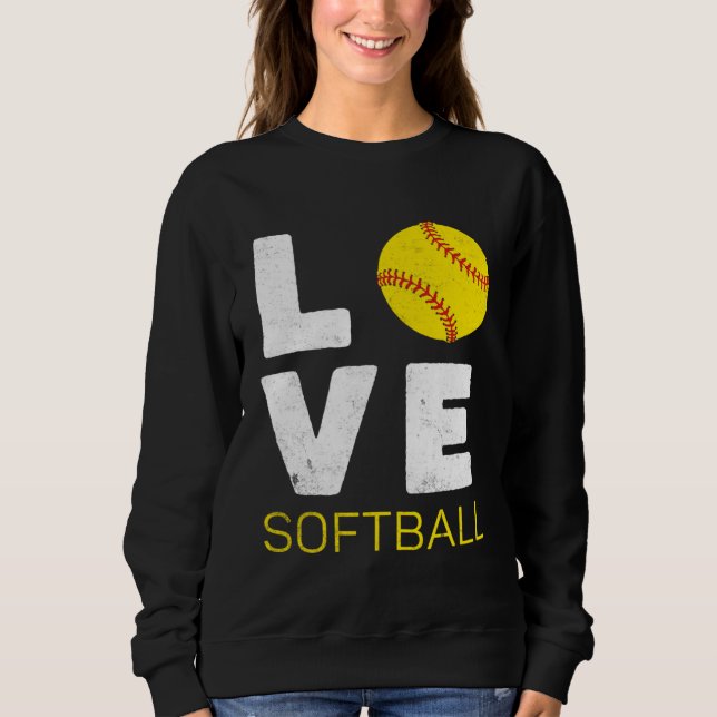 Sweatshirt Women Girls Love Softball (Devant)