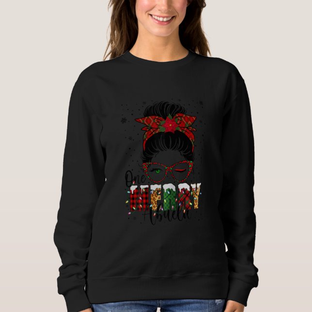Sweatshirt Womens Abuela Messy Bun Buffalo Plaid Christmas On (Devant)
