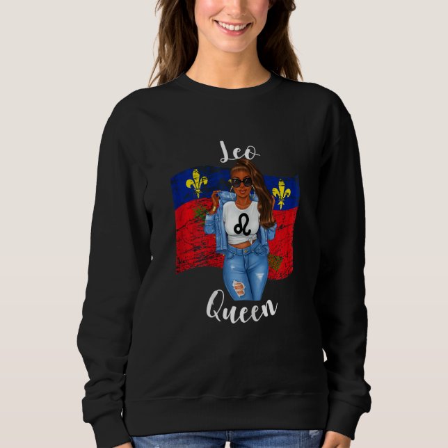 Sweatshirt Womens Afro Guadeloupe Leo Queen Flag of Black Wom (Devant)