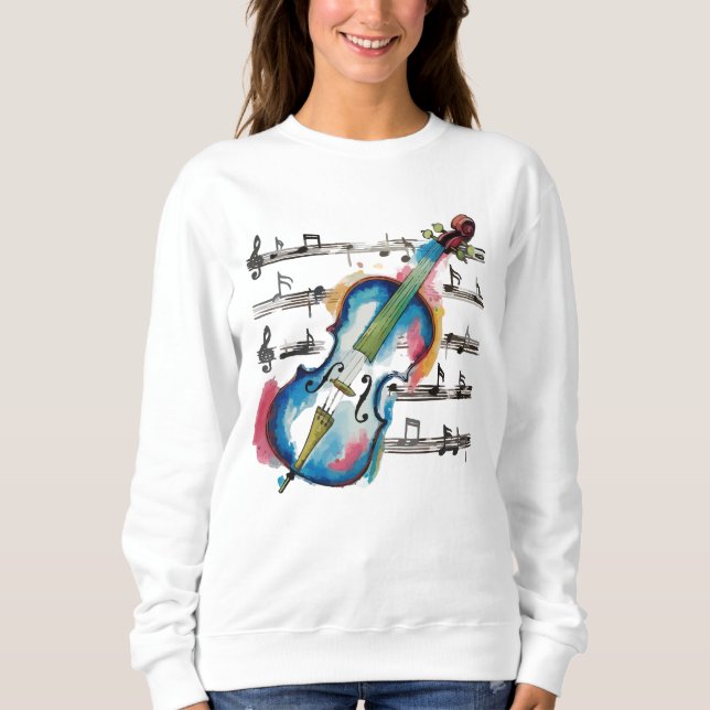 Sweatshirt Women's basic abstract violin sweatshir (Devant)
