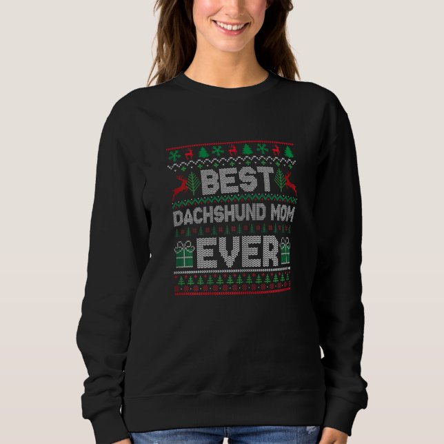 Sweatshirt Womens Best Dachshund Mom Ever Christmas Pajamas M (Devant)