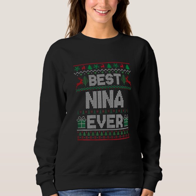 Sweatshirt Womens Best Nina Ever Christmas Pajamas Matching U (Devant)
