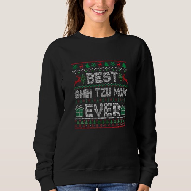 Sweatshirt Womens Best Shih Tzu Mom Ever Christmas Pajamas Ma (Devant)