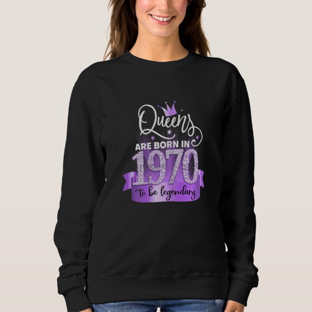 Sweatshirt Womens Born In 1970 I Elegant Purple Black Party O (Devant)