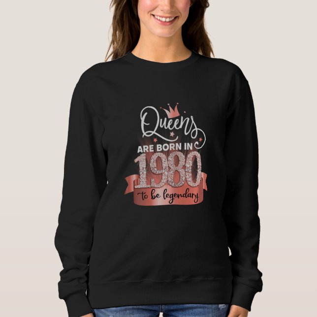 Sweatshirt Womens Born In 1980 I Elegant Black Rose Party Out (Devant)