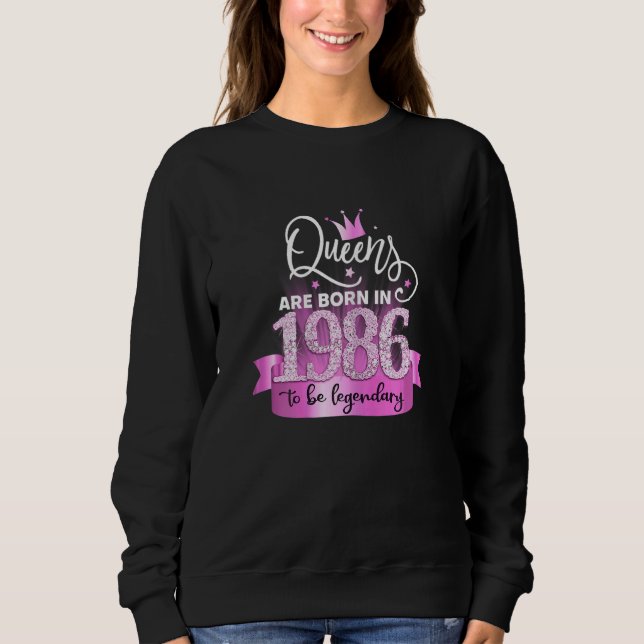 Sweatshirt Womens Born In 1986 I Elegant Pink Black Party Out (Devant)