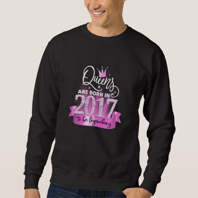 Sweatshirt Womens Born In 2017 I Elegant Pink Black Party Out (Devant)