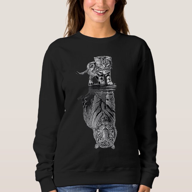 Sweatshirt Womens Cats Reflection Tiger Friends  Cute  3 (Devant)