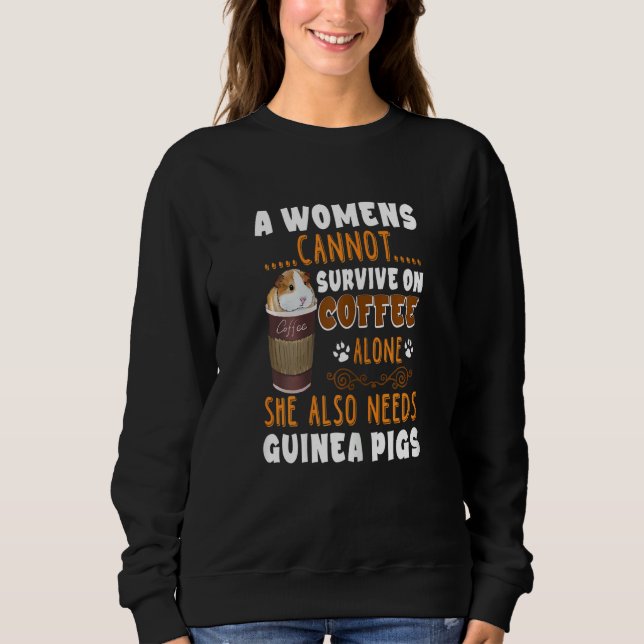 Sweatshirt Womens  Coffee Guinea Pigs Woman (Devant)