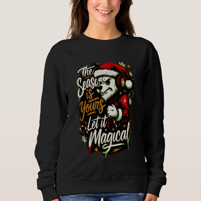 Sweatshirt Women's Cozy Christmas Bear DJ Festive Holiday Gif (Devant)