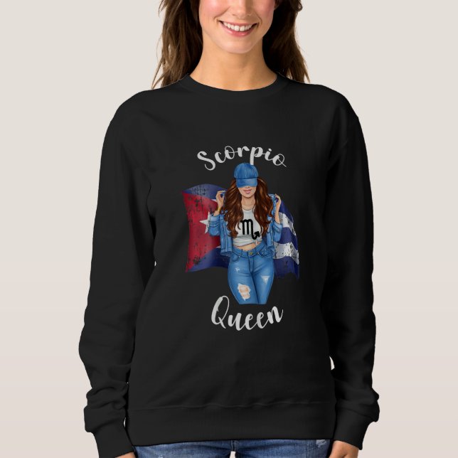Sweatshirt Womens Cuban Scorpio Queen Of Cuba Flag Zodiac Sym (Devant)