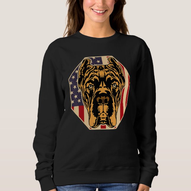 Sweatshirt Womens Dog  USA Flag Cane Corso Mom 2 (Devant)