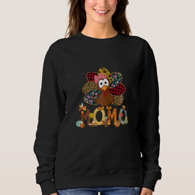 Sweatshirt Womens Fall Turkey Momo    Thanksgiving Doodle Gra (Devant)