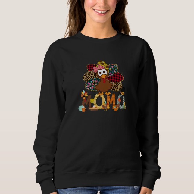 Sweatshirt Womens Fall Turkey Momo  Thanksgiving Doodle Grand (Devant)