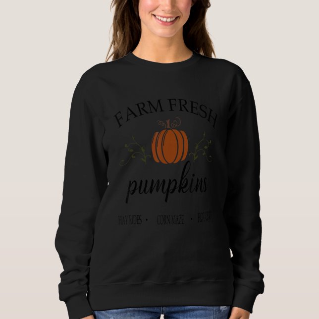 Sweatshirt Womens Farm Fresh Pumpkins Autumn Fall Thanksgivin (Devant)