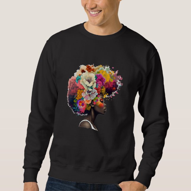 Sweatshirt Womens Flower Afro Black Women African American  1 (Devant)