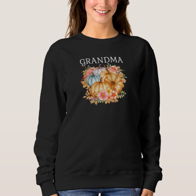 Sweatshirt Womens Grandma Colorful Pumpkins Fall Autumn Flowe (Devant)