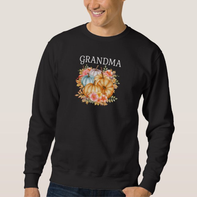 Sweatshirt Womens Grandma Colorful Pumpkins Fall Autumn Flowe (Devant)