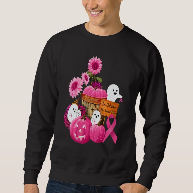 Sweatshirt Womens In October We Wear Pink Ghosts & Pumpkins F (Devant)