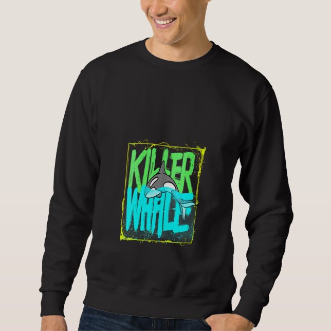 Sweatshirt Womens Killer Whale Ocean Orcas V-Neck (Devant)