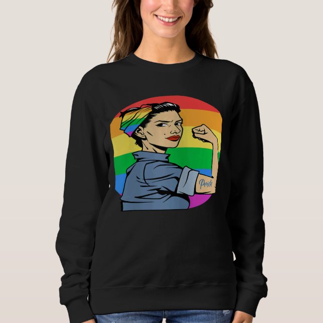 Sweatshirt Womens LGBT Gay Lesbian Pride Feminist Rainbow Fla (Devant)