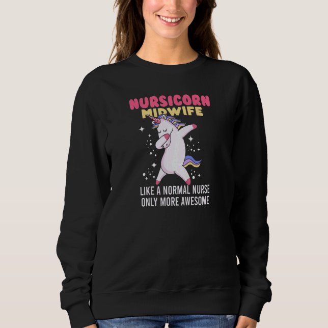 Sweatshirt Womens  Nursicorn Midwife Dabbing Unicorn Midwife (Devant)
