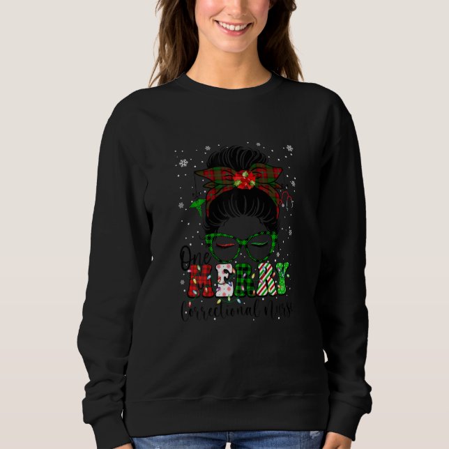 Sweatshirt Womens One Merry Correctional Nurse Buffalo Plaid  (Devant)