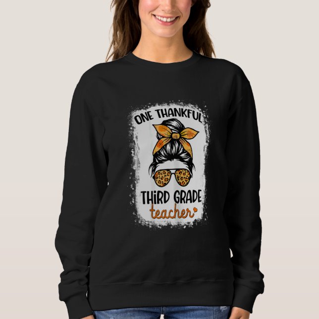 Sweatshirt Womens One Thankful Third Grade Teacher Happy Fall (Devant)