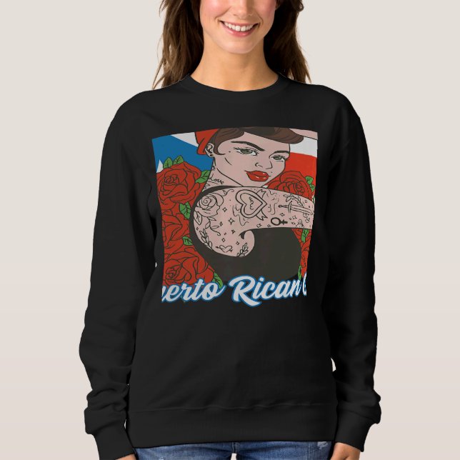 Sweatshirt Womens Puerto Rican Girl Puerto Rico Women Boricua (Devant)