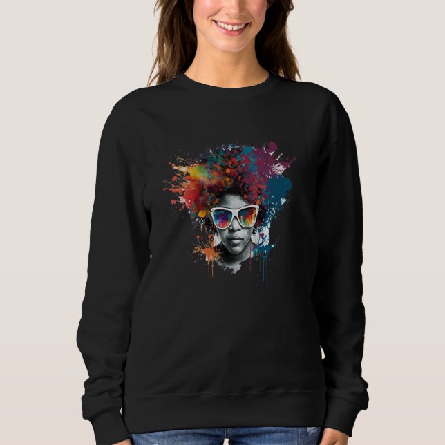 Sweatshirt Womens Strong Afro Black Women African American  1 (Devant)