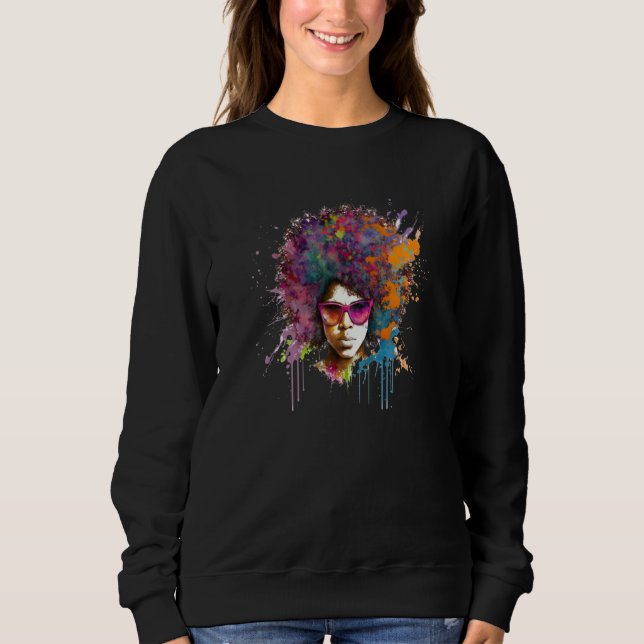 Sweatshirt Womens Strong Afro Black Women African American  2 (Devant)