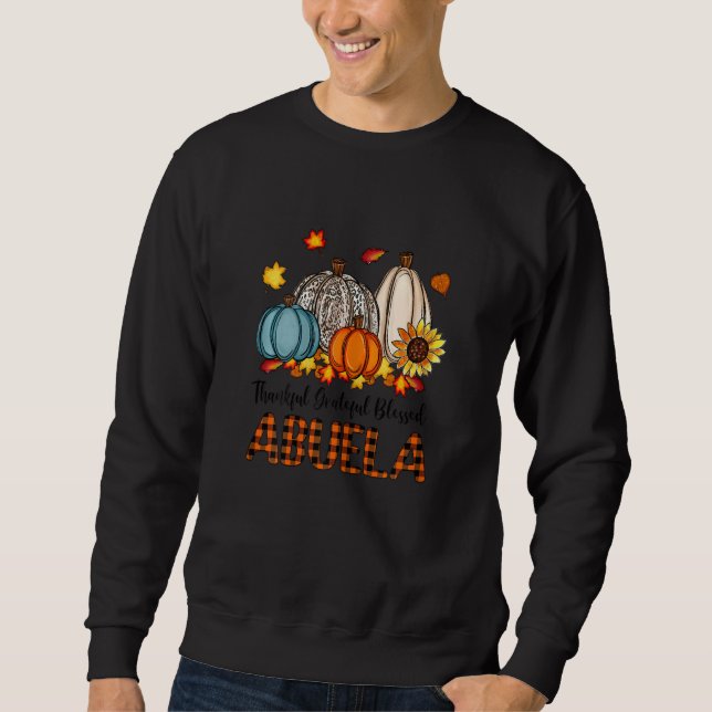 Sweatshirt Womens Thankful Grateful Blessed Abuela Pumpkins F (Devant)