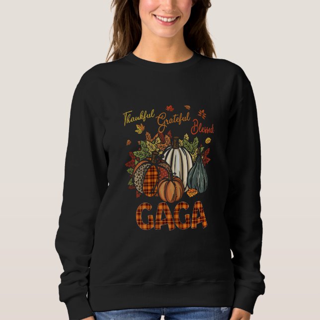 Sweatshirt Womens Thankful Grateful Blessed Gaga Pumpkins Fal (Devant)
