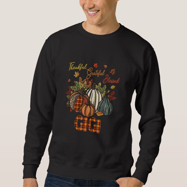 Sweatshirt Womens Thankful Grateful Blessed Gigi Pumpkins Fal (Devant)