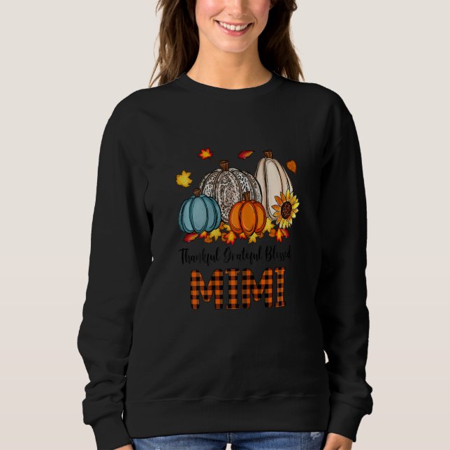 Sweatshirt Womens Thankful Grateful Blessed Mimi Pumpkins Fal (Devant)