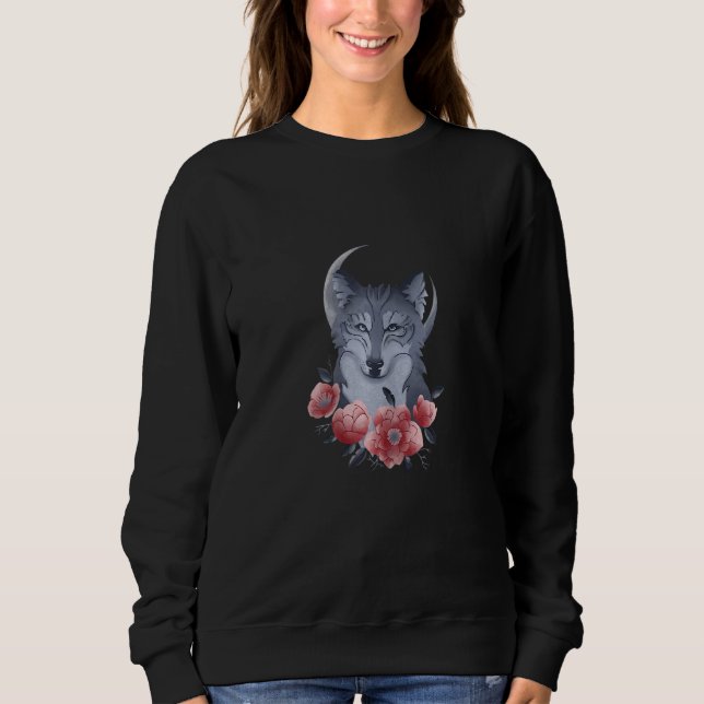 Sweatshirt Womens Wolf Realistic Wolves Animal Howling At The (Devant)