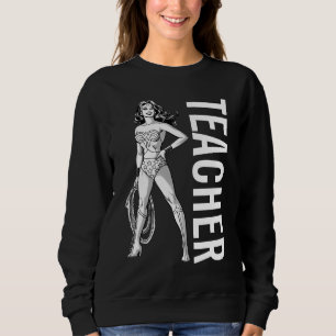 Sweatshirt Wonder Woman Enseignant Pose Noir & Blanc