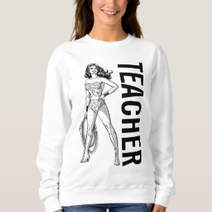Sweatshirt Wonder Woman Enseignant Pose Noir & Blanc